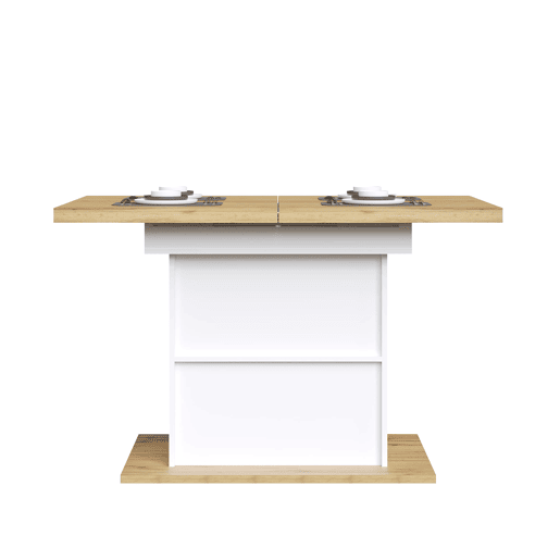 Mesa extensÃvel 110-140x70x76,5 cm - MDF com relevo e acabamento em madeira - Branco Mesa extensÃvel 110-140x70x76,5 cm - MDF com relevo e acabamento em madeira - Branco