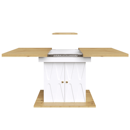 Mesa extensÃvel 110-140x70x76,5 cm - MDF com relevo e acabamento em madeira - Branco Mesa extensÃvel 110-140x70x76,5 cm - MDF com relevo e acabamento em madeira - Branco
