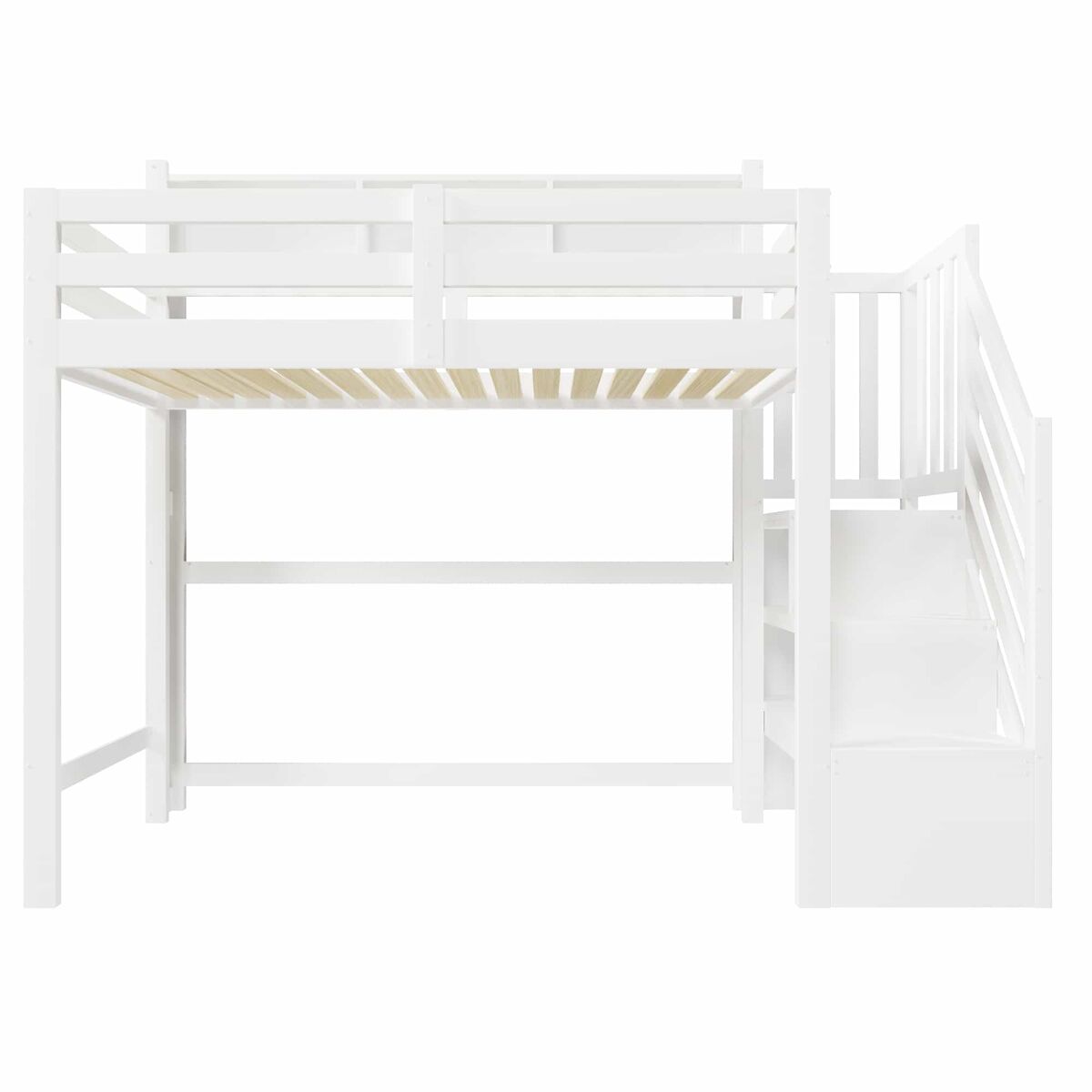 litera 90x200 cm - con luces led gran espacio de almacenamiento escalera con estantes sin colchon - blanco