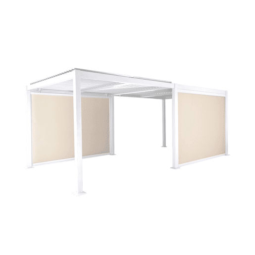 Pérgola bioclimática 3x6m de alumínio e aço + 2 toldos 3m Branco - 574x272x231 cm