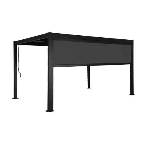 Pérgola bioclimática em alumínio e aço 3x4m + estore 4m Preto - 392x292x224 cm