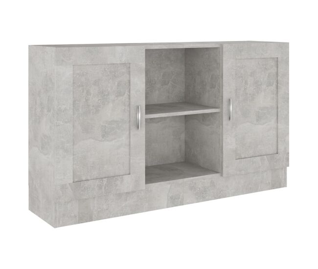 Aparador - mueble de almacenamiento de madera contrachapada gris hormigón 120x30,5x70 cm es2644