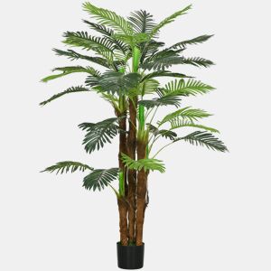HOMCOM Planta Artificial Decorativa 160 cm Palmeira Artificial com Vaso e Folhas para Interior Casa Sala Escritório Verde