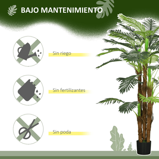 HOMCOM Planta Artificial Decorativa 160 cm Palmeira Artificial com Vaso e Folhas para Interior Casa Sala Escritório Verde