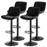 Banquetas de bar para sala de jantar, 4 unidades - estofadas em veludo, altura ajustável, giratórias 360° - preto