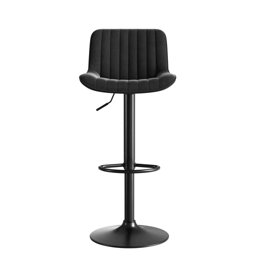 Banquetas de bar para sala de jantar, 4 unidades - estofadas em veludo, altura ajustável, giratórias 360° - preto