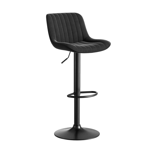 Banquetas de bar para sala de jantar, 4 unidades - estofadas em veludo, altura ajustável, giratórias 360° - preto