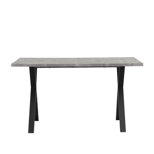 Mesa de jantar 140x80 cm - design moderno com pernas cruzadas - cinza e preto