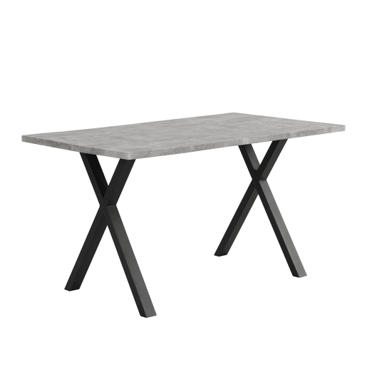 Mesa de jantar 140x80 cm - design moderno com pernas cruzadas - cinza e preto