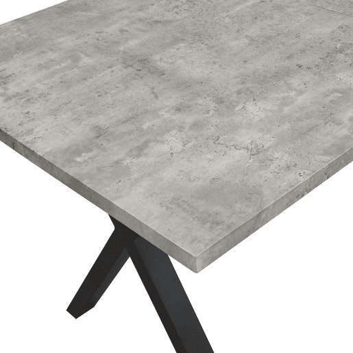 Mesa de jantar 140x80 cm - design moderno com pernas cruzadas - cinza e preto