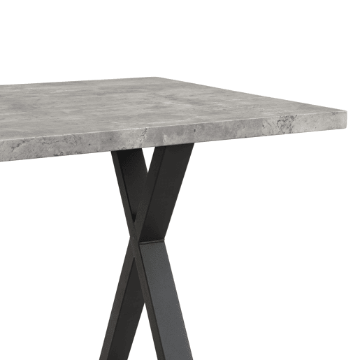 Mesa de jantar 140x80 cm - design moderno com pernas cruzadas - cinza e preto