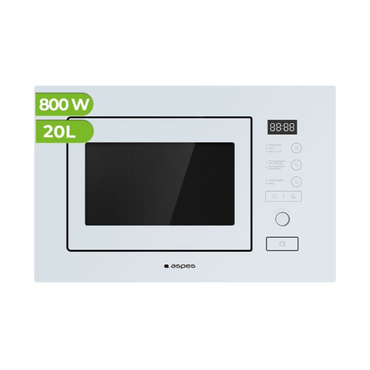 Microondas integrable Aspes AMWI2800DGB 800W con grill