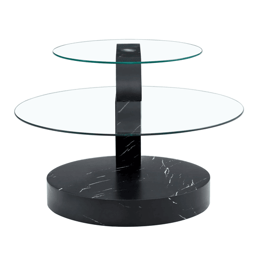Mesa de centro em vidro temperado - design minimalista multicamadas - pretotransparente