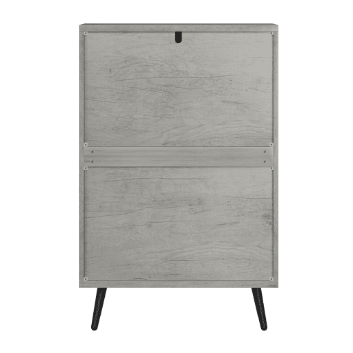Sapateira oculta 60 cm - 2 gavetas rebatíveis, design ranhurado, para entrada e sala - Cinza
