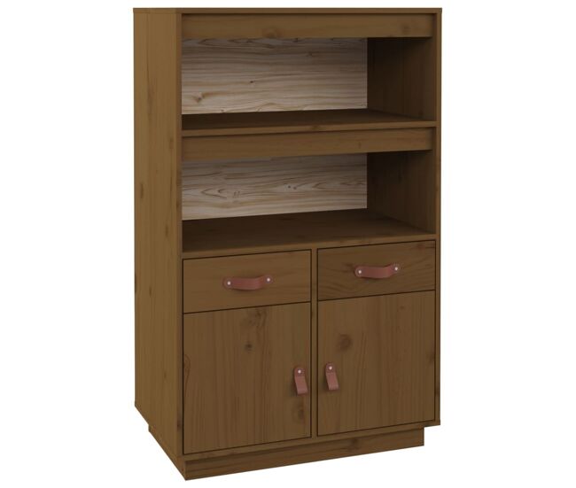 Aparador - mueble de almacenamiento de madera maciza de pino marrón miel 67x40x108,5 cm es3991