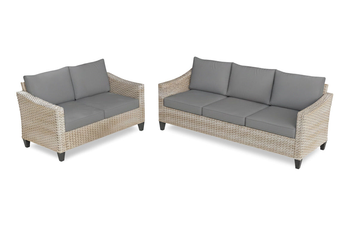 Set de exterior sanstar, sofa 3+2 en ratan pe. muebles de jardin y terraza, gris