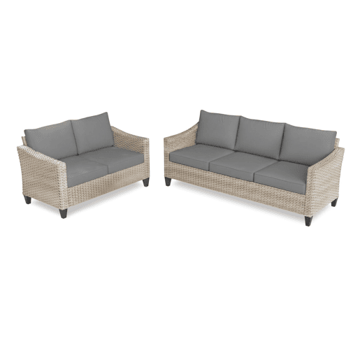 Conjunto de exterior Sanstar, sofá 3+2 em rattan PE. Mobiliário para jardim e terraço, cinza.