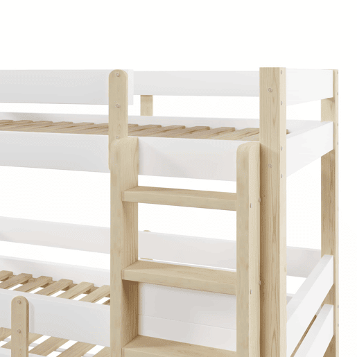Beliche triplo 90x190 cm - para crianças, adolescentes e adultos, design robusto e seguro - Branco e natural