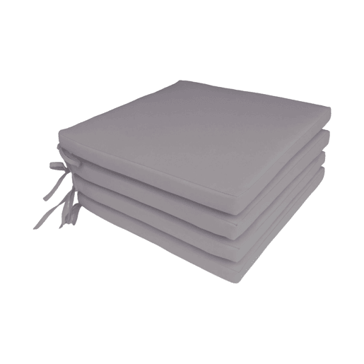 Almofada para cadeira de jardim, set de 4 Cinza - 40x40x4 cm