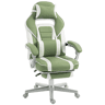 HOMCOM Cadeira Gaming Reclinável com Encosto Ajustável, Apoio para os Pés Retrátil, Suporte Lombar e Almofada de Cabeça para Escritório ou Estudo, Verde