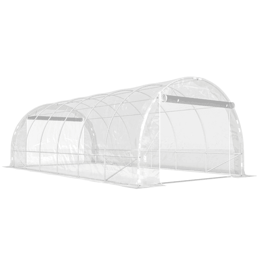 Outsunny Estufa tipo Túnel 296x597x199 cm Estufa de Exterior com 2 Portas Enroláveis Estrutura de Aço Galvanizado e Cobertura em PE 150gm² Anti-UV Impermeável para Cultivos Transparente