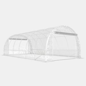 Outsunny Estufa tipo Túnel 296x597x199 cm Estufa de Exterior com 2 Portas Enroláveis Estrutura de Aço Galvanizado e Cobertura em PE 150gm² Anti-UV Impermeável para Cultivos Transparente