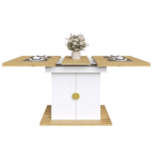 Mesa de jantar extensÃvel 110(140)x70x76 cm - Madeira com relevo solar - Branca Mesa de jantar extensÃvel 110(140)x70x76 cm - Madeira com relevo solar - Branca