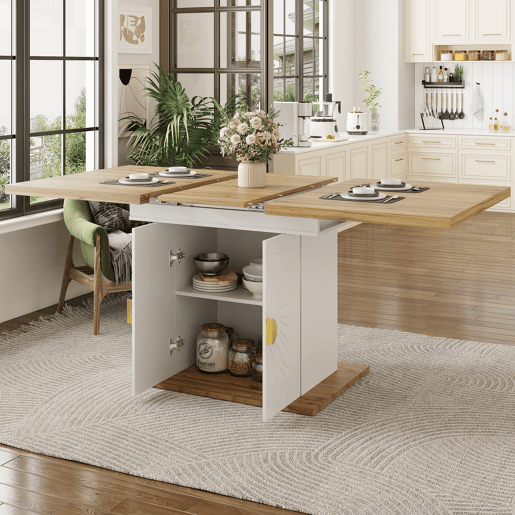 Mesa de jantar extensÃvel 110(140)x70x76 cm - Madeira com relevo solar - Branca Mesa de jantar extensÃvel 110(140)x70x76 cm - Madeira com relevo solar - Branca