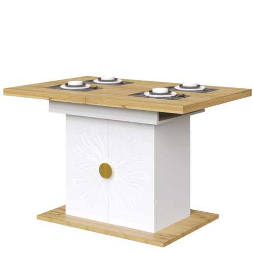 Mesa de jantar extensÃvel 110(140)x70x76 cm - Madeira com relevo solar - Branca Mesa de jantar extensÃvel 110(140)x70x76 cm - Madeira com relevo solar - Branca