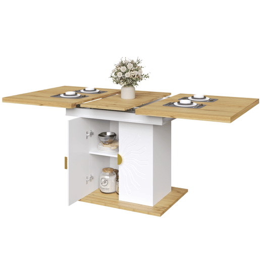 Mesa de jantar extensÃvel 110(140)x70x76 cm - Madeira com relevo solar - Branca Mesa de jantar extensÃvel 110(140)x70x76 cm - Madeira com relevo solar - Branca