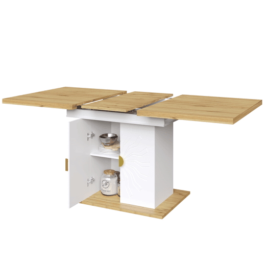 Mesa de jantar extensÃvel 110(140)x70x76 cm - Madeira com relevo solar - Branca Mesa de jantar extensÃvel 110(140)x70x76 cm - Madeira com relevo solar - Branca
