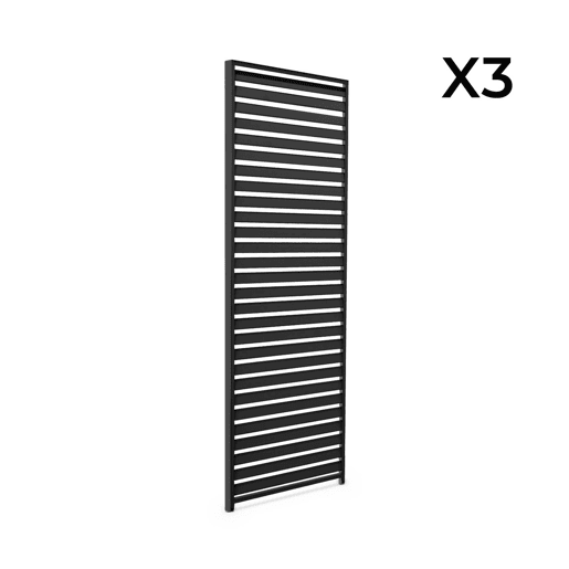 Conjunto de 3 persianas de 1.3m para pérgola bioclimática de alumínio Antracite - 123.5x6x236 cm