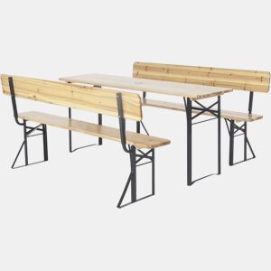Conjunto de mobiliário de jardim Lisbon em madeira com encosto - 180 cm - Castanho