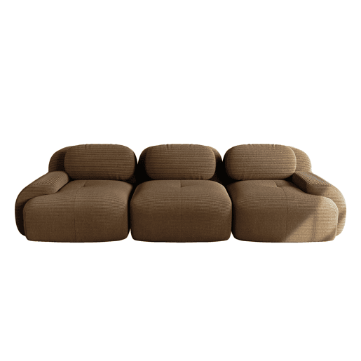 Sofá modular de 3 lugares - Tecido premium, rústico, ergonómico e sem montagem - Castanho