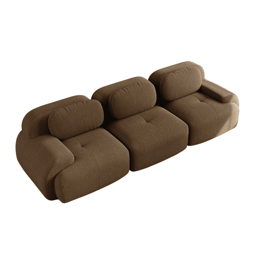 Sofá modular de 3 lugares - Tecido premium, rústico, ergonómico e sem montagem - Castanho