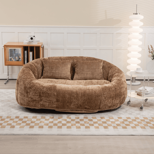 Sofá puff individual - assento confortável e encosto alto, para interior e exterior - cor café