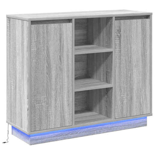 Aparador - Bufete - Móvei de apoio LED Cinza Sonoma 90 x 32 x 75 cm Madeira processada pt4144