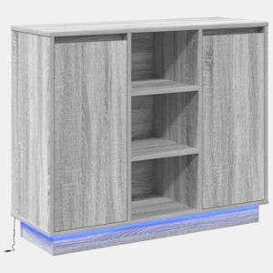 Aparador - Bufete - Móvei de apoio LED Cinza Sonoma 90 x 32 x 75 cm Madeira processada pt4144