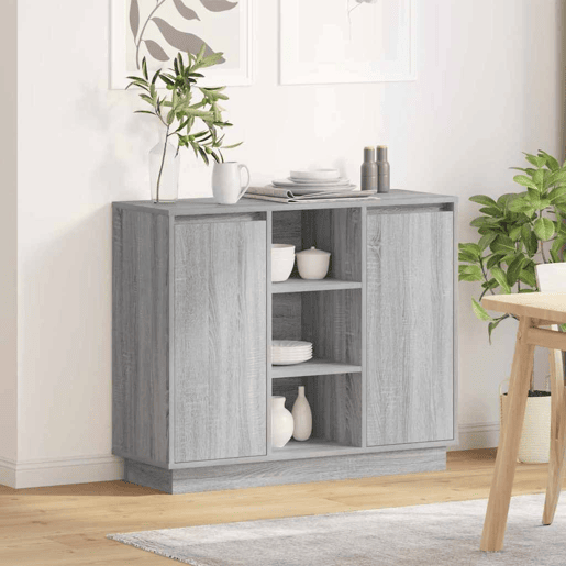 Aparador - Bufete - Móvei de apoio LED Cinza Sonoma 90 x 32 x 75 cm Madeira processada pt4144