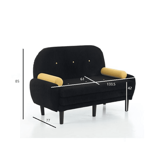 Sofá loveseat de 2 lugares - Daybed e poltrona relax com arrumação - Preto