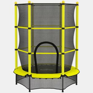 HOMCOM Cama Elástica Infantil Ø140 cm, Trampolim para Crianças dos 3-10 Anos com Rede de Segurança e Estrutura de Aço, Suporta até 50 kg, para Interior e Exterior, Amarelo