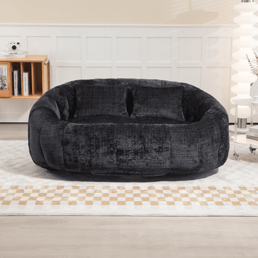 Sofá Puff - Assento confortável e resistente, encosto alto, interior e exterior - Preto