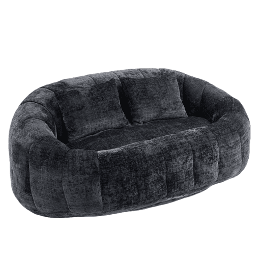 Sofá Puff - Assento confortável e resistente, encosto alto, interior e exterior - Preto