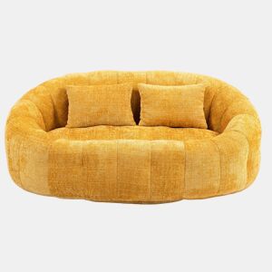 Sofá puff individual - Alto conforto, encosto alto, interior e exterior - Amarelo