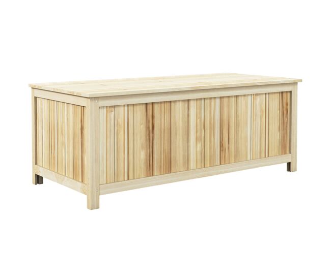 Outsunny arcón exterior de madera, 172 l, baúl almacenaje exterior con tapa abatible, resistente a la intemperie, para jardín, terraza, patio, 120x55x45 cm, madera natural