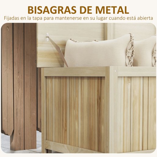Outsunny Baú de Armazenamento Exterior em Madeira 172 L Baú de Jardim com Tampa Articulada Resistente às Intempéries para Jardim Terraço Pátio 120x55x45 cm Madeira