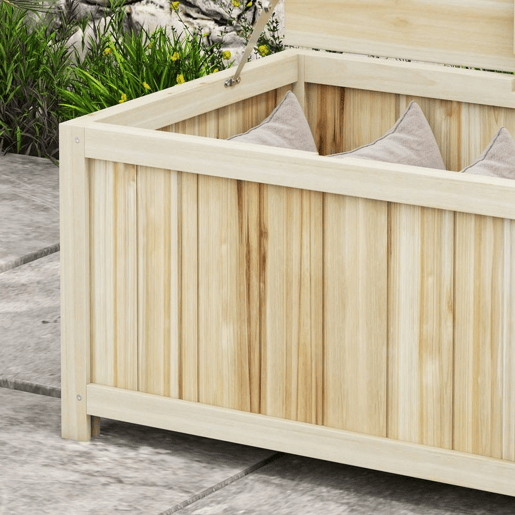 Outsunny Baú de Armazenamento Exterior em Madeira 172 L Baú de Jardim com Tampa Articulada Resistente às Intempéries para Jardim Terraço Pátio 120x55x45 cm Madeira