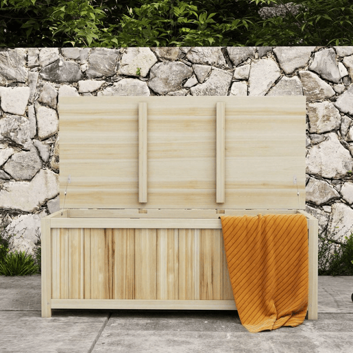Outsunny Baú de Armazenamento Exterior em Madeira 172 L Baú de Jardim com Tampa Articulada Resistente às Intempéries para Jardim Terraço Pátio 120x55x45 cm Madeira