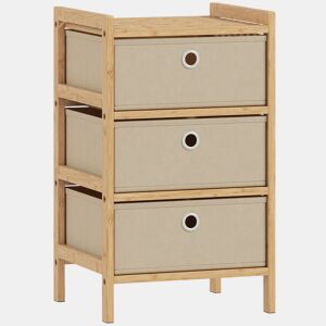 HOMCOM Cómoda de Bambu com 3 Gavetas de Tecido para Espaços Pequenos, Ideal para Quarto, Sala ou Escritório, Creme e Madeira
