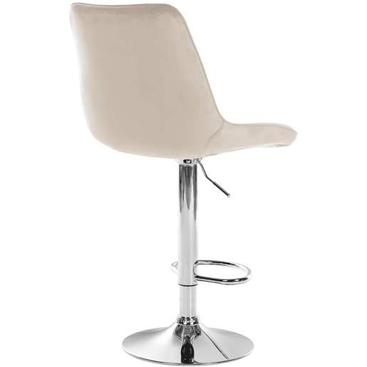 Conjunto de 2 banquetas de bar giratórias 360° com altura ajustável em veludo creme com costura vertical e pés de metal cromado 10_0005909